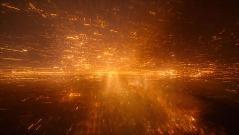 Golden Particle Horizon Radiating Light Trails and Energy Beams for Futuristic Background