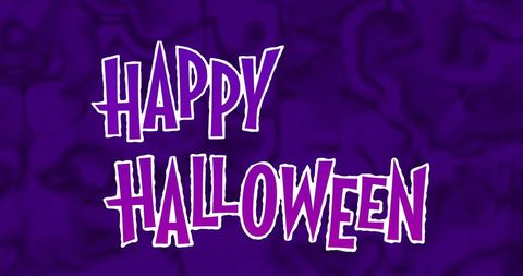 Vibrant happy halloween greeting with wavy purple background