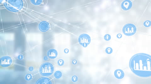 Abstract Digital Connection Network With Blue Icons