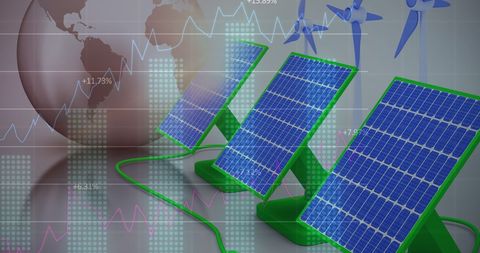Renewable Energy Meets Global Finance with Solar and Wind Presence - Download Free Stock Images Pikwizard.com