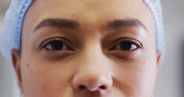 Close-Up of Female Medical Worker Eyes in Surgical Cap - Download Free Stock Images Pikwizard.com