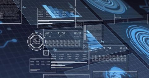 Futuristic HUD Dashboard with Holographic Panels, Radar Rings, Global Analytics Interface