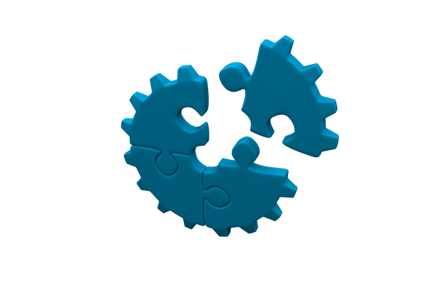 Blue Puzzle Gear Illustrating Teamwork on Transparent Background - Download Free Stock Videos Pikwizard.com