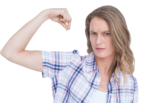 confident female flexing arm on transparent background - Download Free Stock Videos Pikwizard.com
