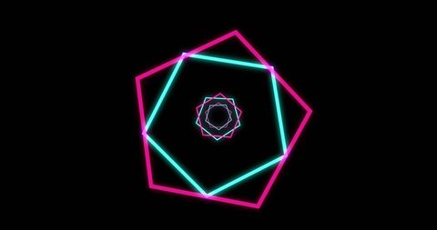 Vibrant Neon Geometric Hexagons on Black