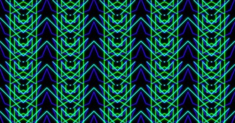 Hypnotic Neon Kaleidoscope with Symmetrical Patterns