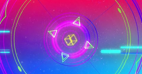 Futuristic Digital HUD Interface with Neon Graphics