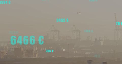 Financial Data Overlaying Urban Industrial Landscape - Download Free Stock Images Pikwizard.com