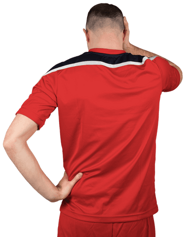 Disappointed football player in red jersey showing transparent emotions
