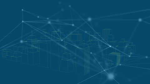 Digital Cityscape with Connectivity Network Background