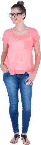 Transparent Woman in Casual Wear with Glasses and Denim Hyped