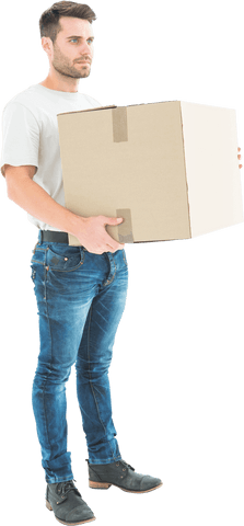 Transparent Delivery Man Holding Cardboard Box Full Length - Download Free Stock Videos Pikwizard.com