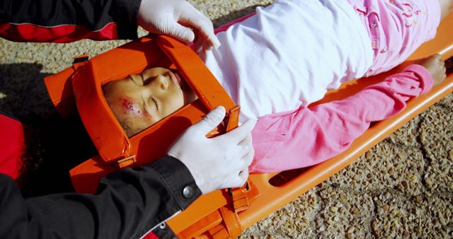 First Responders Stabilizing Injured Child on Stretcher - Download Free Stock Images Pikwizard.com