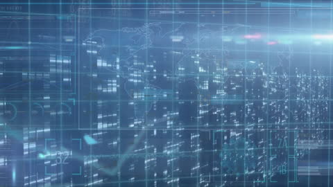 Futuristic Data Processing Technology with World Map