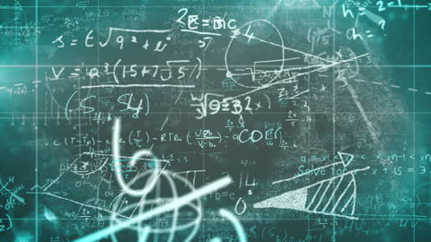 Mathematical Formulas Moving on Grid Background Illustrating Scientific Research