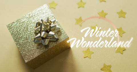 Holiday Gift Box with Winter Wonderland Text Overlay - Download Free Stock Images Pikwizard.com