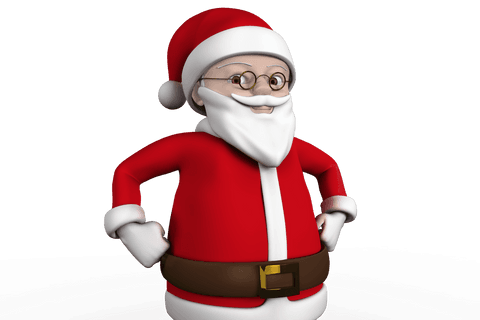 Transparent Background Jolly Cartoon Santa for Festive Design