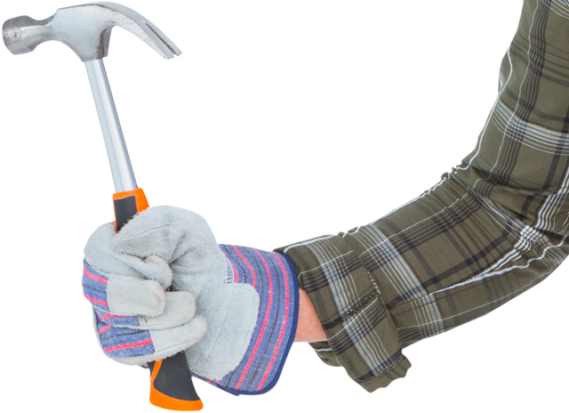 Hand Holding Hammer with Glove on Transparent Background for DIY Projects - Download Free Stock Videos Pikwizard.com