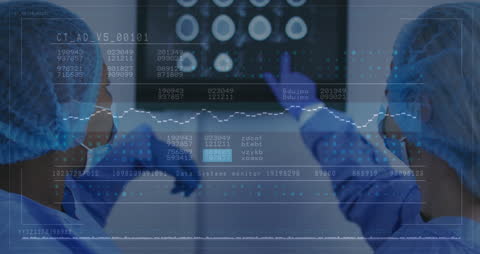 Surgeons Analyzing Virtual DNA Data in Hospital