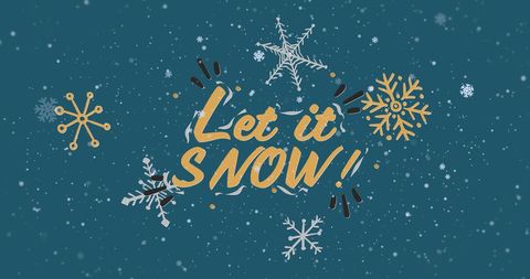 Christmas Snowfall with 'Let it Snow' Text on Green - Download Free Stock Images Pikwizard.com