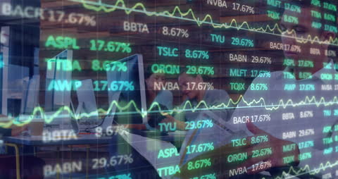 Financial Data Animated Overlay with Business Professionals