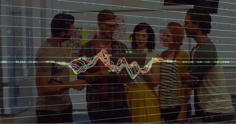 Team Analyzing Dynamic Financial Data on Large Screen