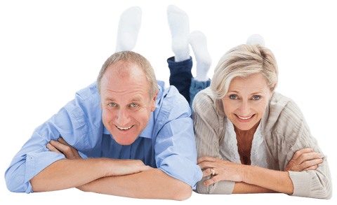 Transparent Happy Senior Couple Relaxing and Smiling