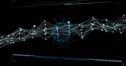 Futuristic Digital Network Overlay with Virus Particle