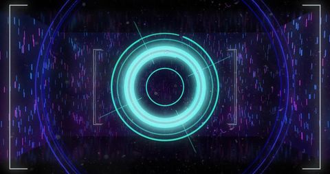 Futuristic Data Interface with Circular Digital Scanner