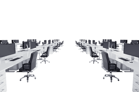 Transparent Empty Office Interior with Desks and Computers - Download Free Stock Videos Pikwizard.com