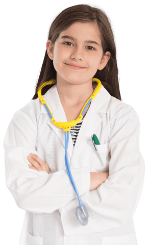 Confident Child Imagining Doctor Role in Lab Coat with Stethoscope – Transparent Background - Download Free Stock Videos Pikwizard.com