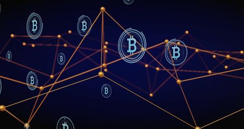 Abstract Digital Network with Bitcoin Symbols - Download Free Stock Images Pikwizard.com