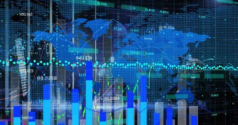 Dynamic Global Finance and Statistics Visualization with World Map - Download Free Stock Images Pikwizard.com