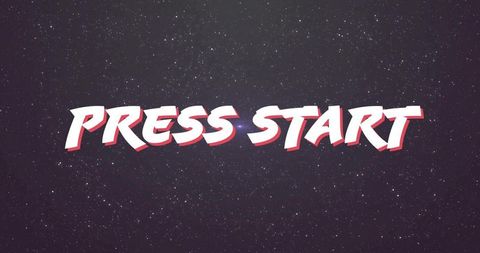Stylized Press Start Text Hovering Over Starry Backdrop