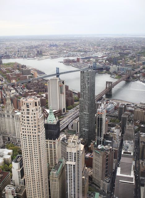 Aerial View of Manhattan and Brooklyn Bridge - Download Free Stock Photos Pikwizard.com