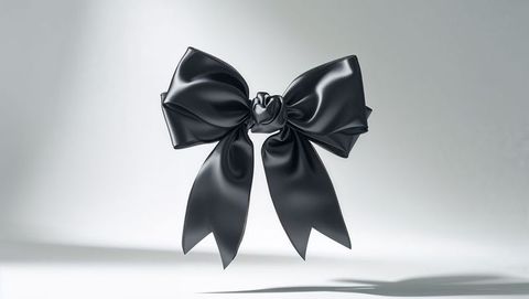 Elegant black satin ribbon bow with gradient background