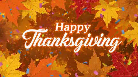Happy Thanksgiving Animated Confetti with Falling Autumn Leaves Loop