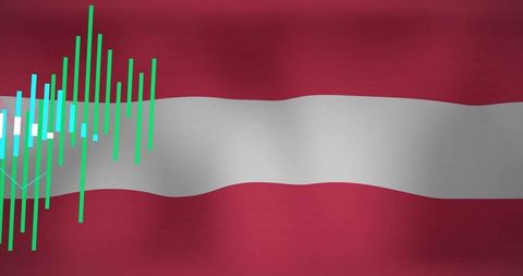 Digital analysis over austria flag illustrative concept background