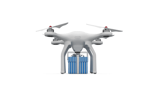 Transparent Quadcopter Carrying Blue Striped Gift Box - Download Free Stock Videos Pikwizard.com
