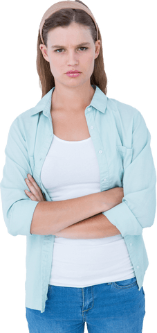 Transparent Background of Upset Woman with Arms Crossed