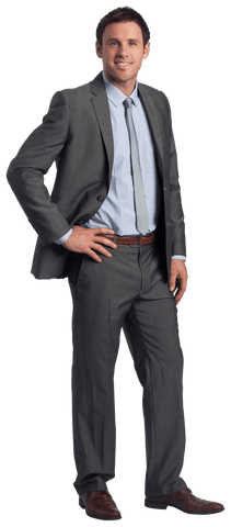 Transparent Smiling Businessman in Modern Suit