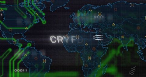 Neon Cybersecurity Operations Map Showing Real-time Global Threat Monitoring and Targets