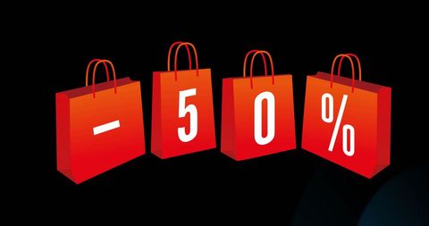 50 Percent Discount on Bright Red Shopping Bags