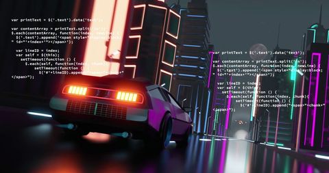 Futuristic Car with Coding Script Overlays - Download Free Stock Images Pikwizard.com