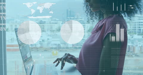 Data Analysis Concept with Businesswoman and Virtual Analytics