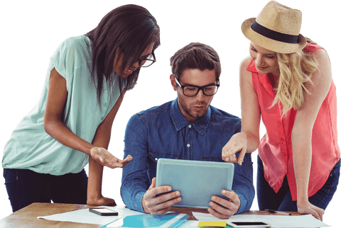 diverse team collaborating over digital tablet in office - Download Free Stock Videos Pikwizard.com