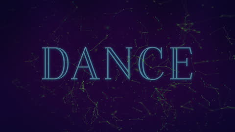 Dynamic Neon Dance Text on Abstract Digital Background