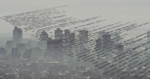 Data Processing Interface Over Modern Cityscape