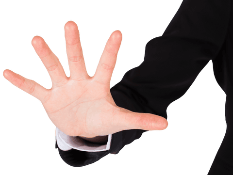 Businessman Gesturing Open Palm on Transparent Background - Download Free Stock Videos Pikwizard.com
