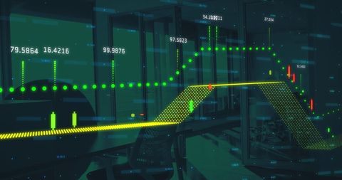 Digital Financial Data Visualization with Office Background - Download Free Stock Images Pikwizard.com